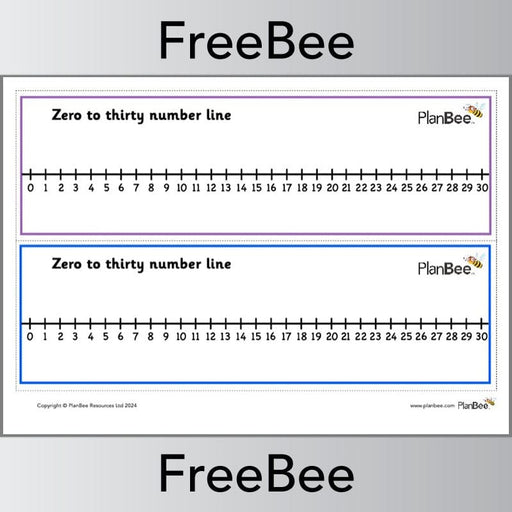 PlanBee Free Number Line to 30 Downloadable Resource from PlanBee