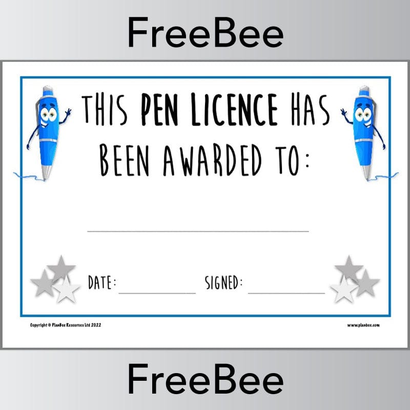 PlanBee FREE Pen Licence Certificate | PlanBee