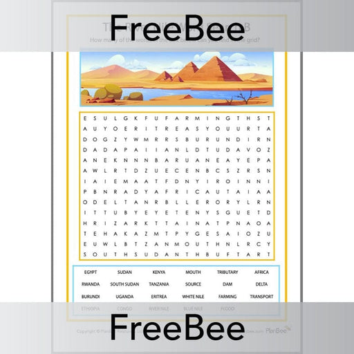 PlanBee River Nile Wordsearch | Free Resources | PlanBee