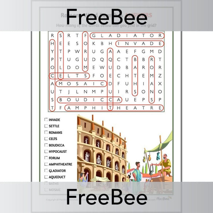 PlanBee Free Roman Word Search | PlanBee FreeBees