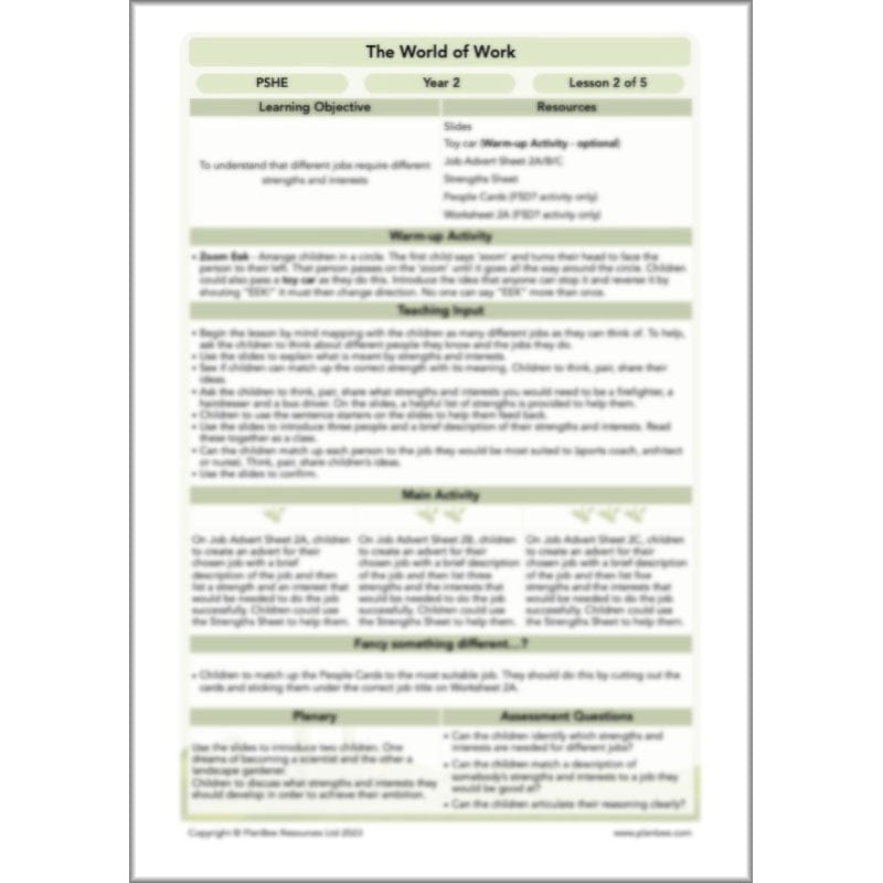 PlanBee The World of Work PSHE KS1 lessons by PlanBee