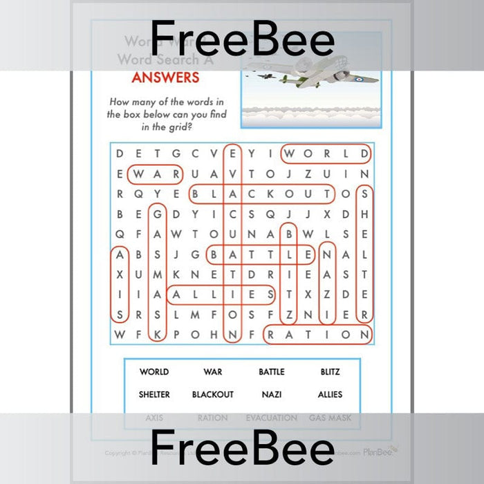 PlanBee World War 2 Word Search | PlanBee FreeBees