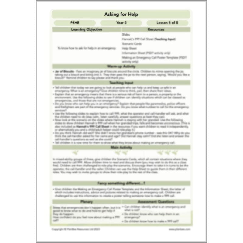 PlanBee Asking for Help KS1 PSHE lessons by PlanBee