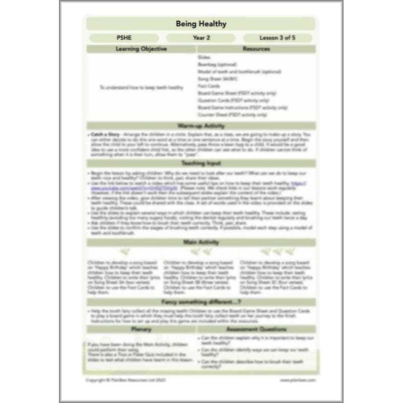 PlanBee Being Healthy PSHE KS1 lessons by PlanBee