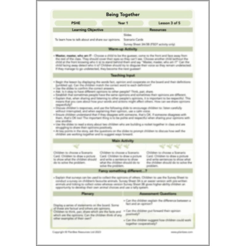 PlanBee Being Together PSHE KS1 lessons by Planbee
