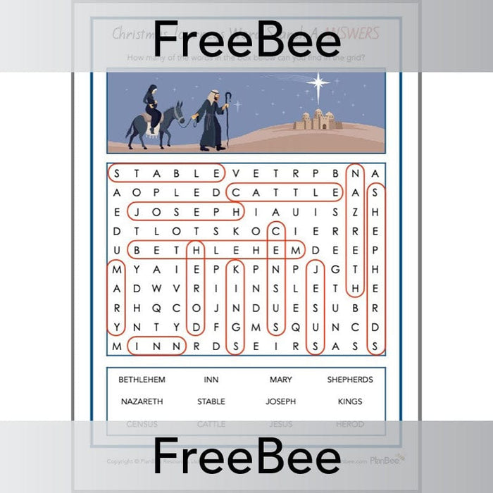 PlanBee Word Search Christmas Journeys | Free PlanBee Resources