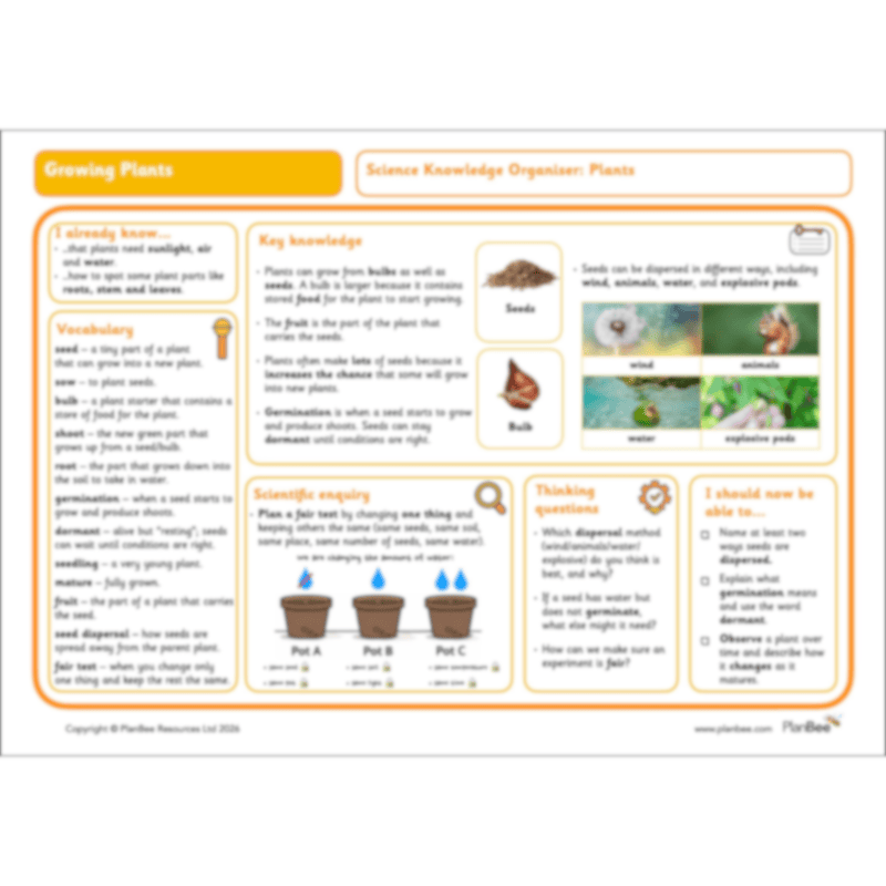 PlanBee Growing Plants KS1 Plants Year 2 Science Resources | PlanBee