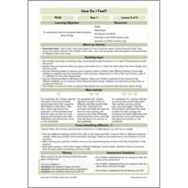 PlanBee How Do I Feel? KS1 PSHE lesson packs by PlanBee