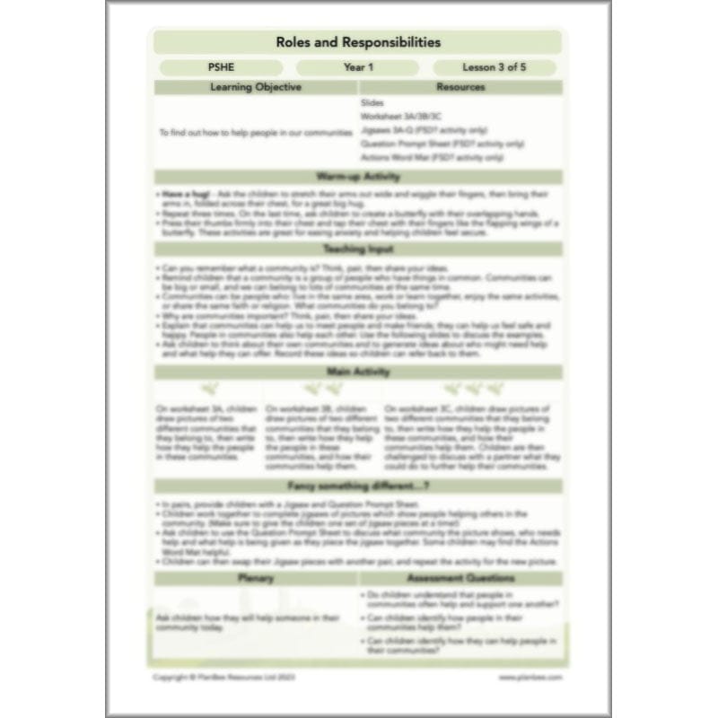 PlanBee Roles and Responsibilities KS1 PSHE by PlanBee