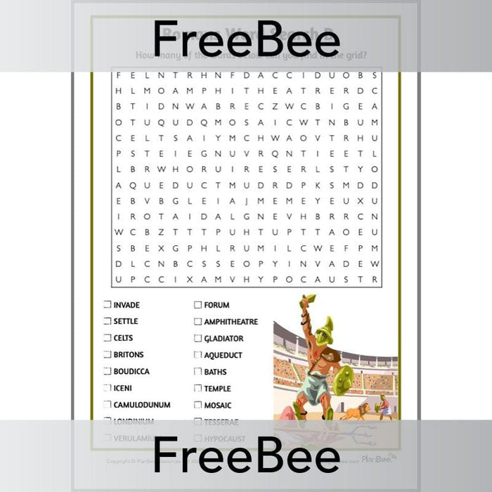 PlanBee Free Roman Word Search | PlanBee FreeBees