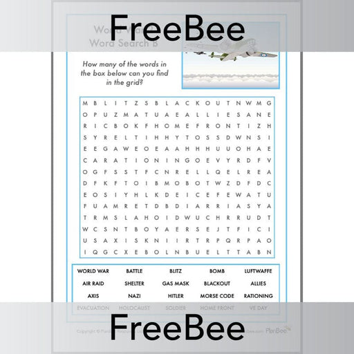 PlanBee World War 2 Word Search | PlanBee FreeBees