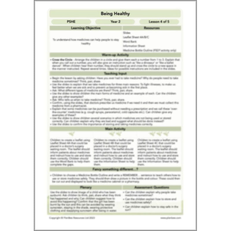 PlanBee Being Healthy PSHE KS1 lessons by PlanBee