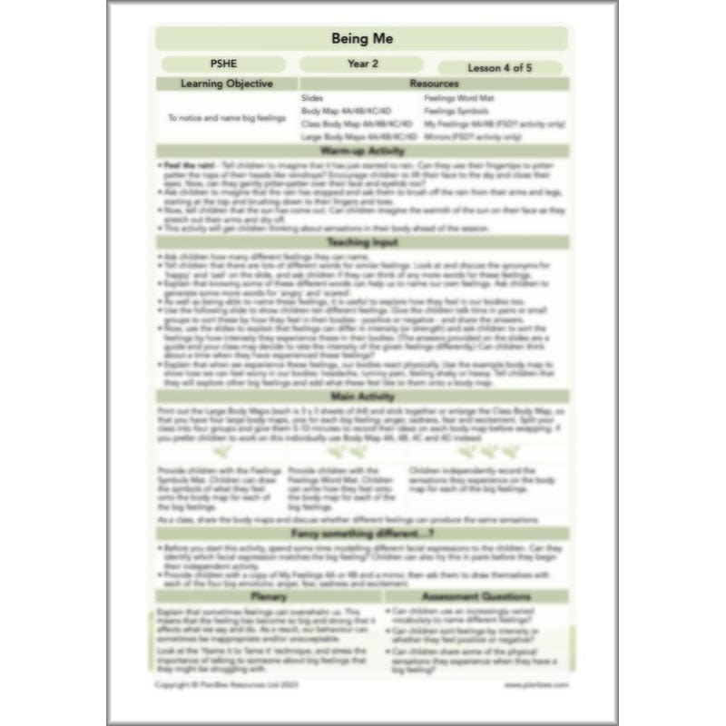 PlanBee Being Me Year 2 PSHE lessons KS1 by PlanBee