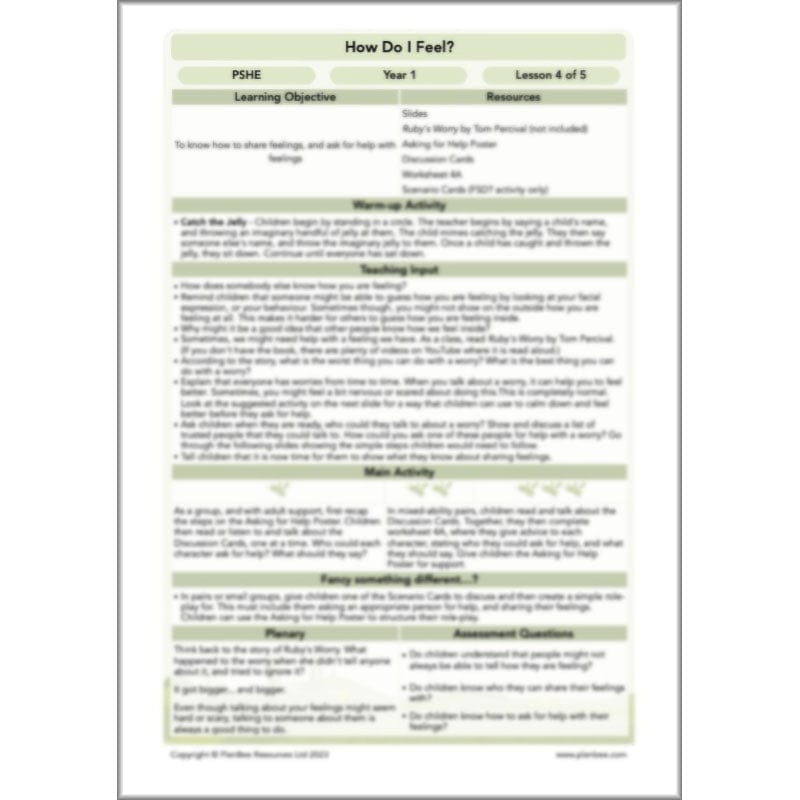 PlanBee How Do I Feel? KS1 PSHE lesson packs by PlanBee