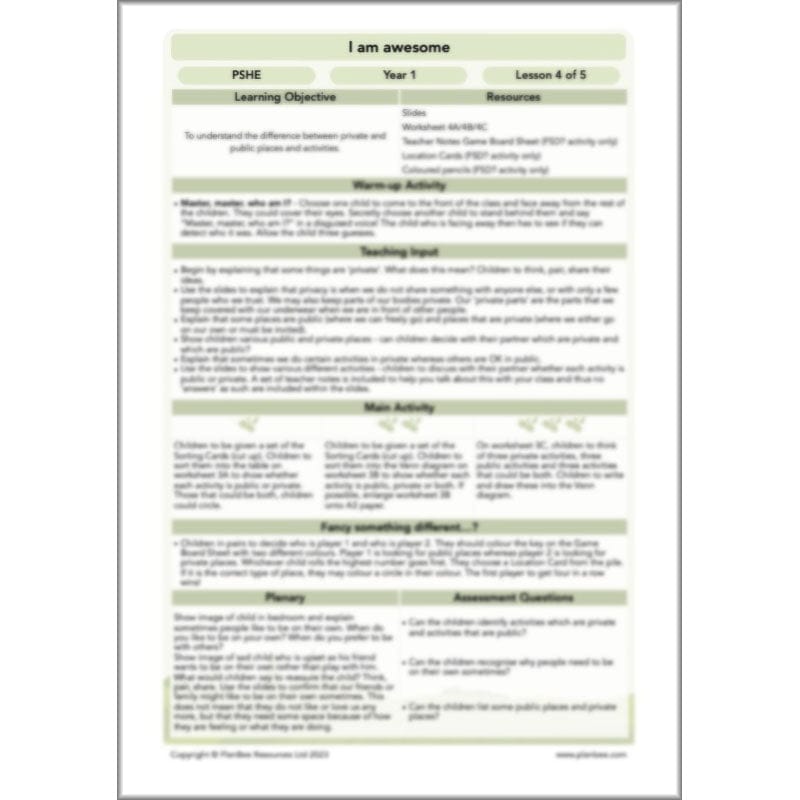 PlanBee I am awesome PSHE KS1 lessons by PlanBee