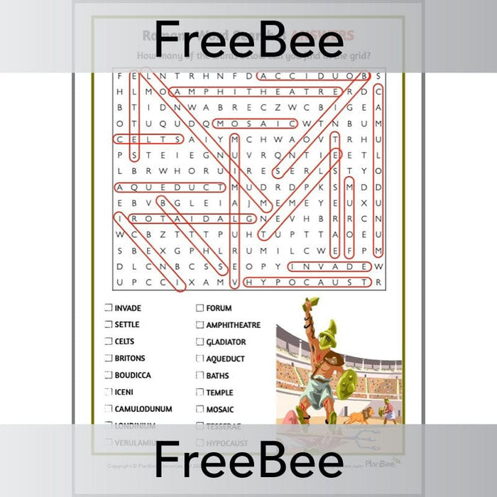 PlanBee Free Roman Word Search | PlanBee FreeBees