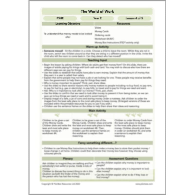 PlanBee The World of Work PSHE KS1 lessons by PlanBee