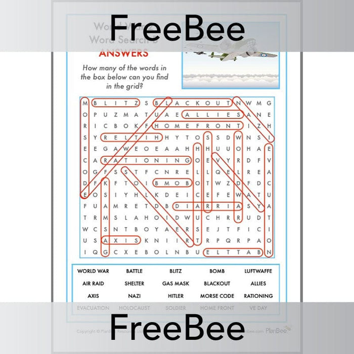 PlanBee World War 2 Word Search | PlanBee FreeBees