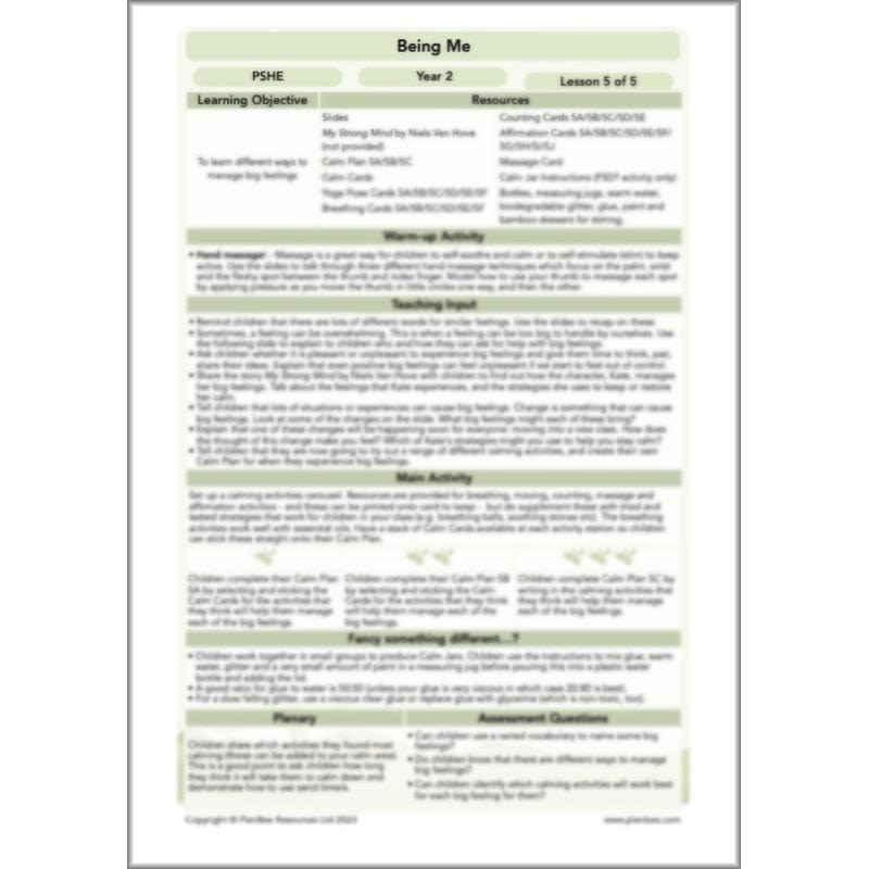 PlanBee Being Me Year 2 PSHE lessons KS1 by PlanBee