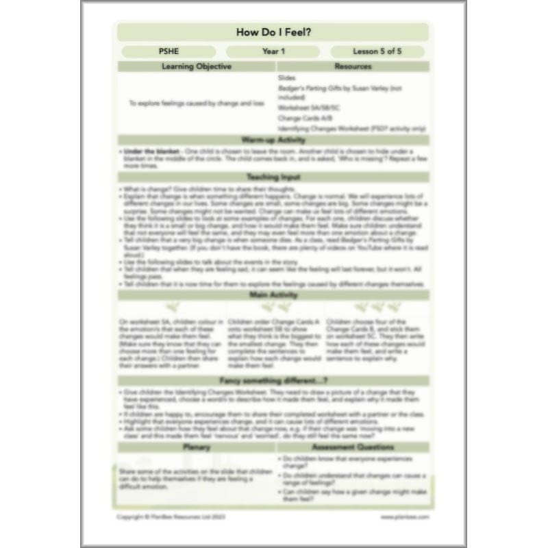 PlanBee How Do I Feel? KS1 PSHE lesson packs by PlanBee