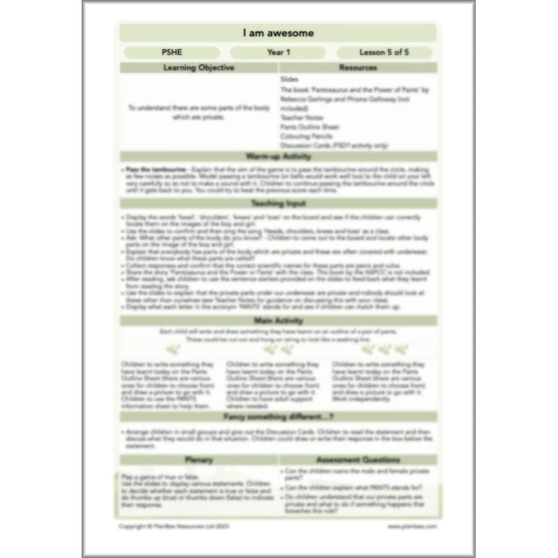 PlanBee I am awesome PSHE KS1 lessons by PlanBee