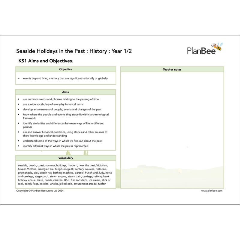 PlanBee Sun Sea and Sand Topic KS1 Lesson Packs