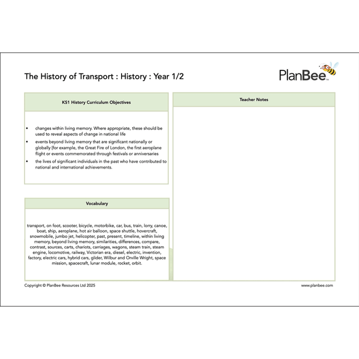 PlanBee Travel and Transport KS1 Topic Bundle