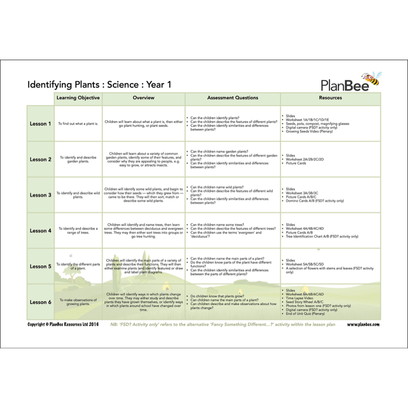 PlanBee Year 1 Science Bundle