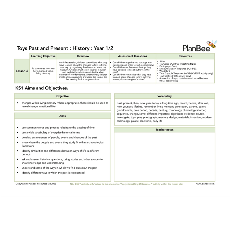 PlanBee Toys Topic KS1 Planning and Resources by PlanBee
