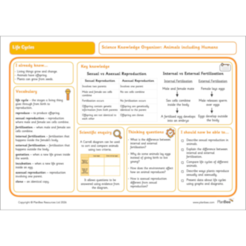 PlanBee Living Things and Habitats Life Cycles KS2 Science PlanBee