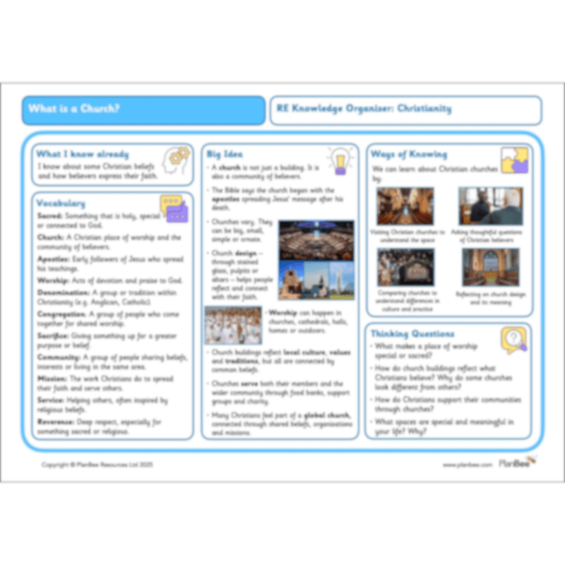 PlanBee What is a Church? Christian Places of Worship KS2 | PlanBee