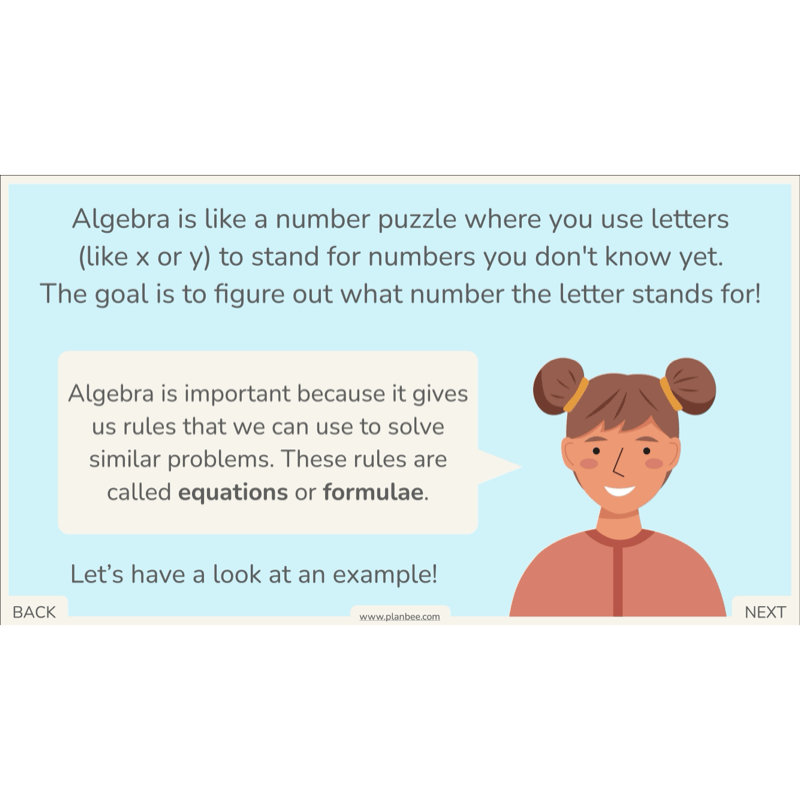 PlanBee Algebra: simple algebra lesson planning for Year 6