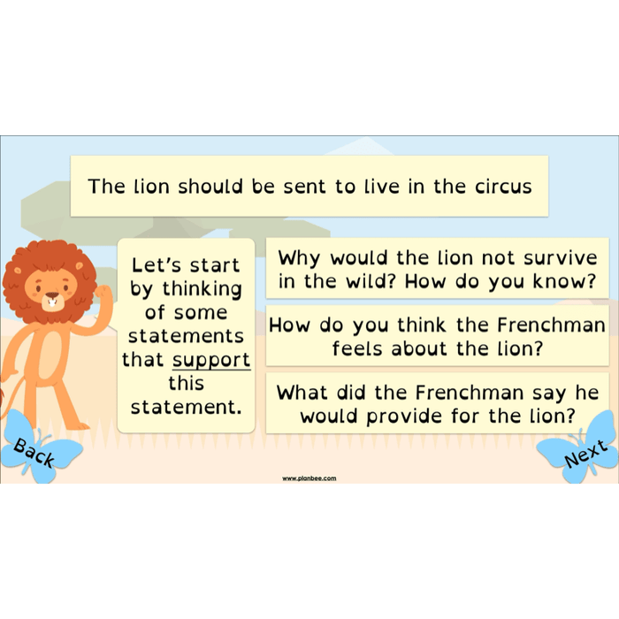 The Butterfly Lion: Balanced Arguments