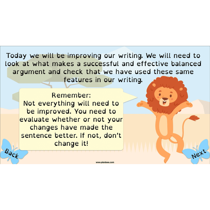 The Butterfly Lion: Balanced Arguments