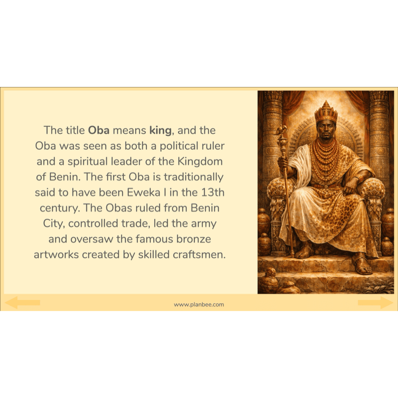 PlanBee The Kingdom of Benin KS2 History Lesson Pack