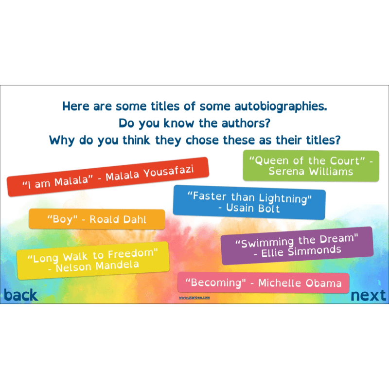 PlanBee Autobiography KS2 English Planning and Resources