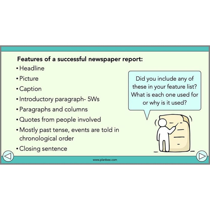 PlanBee Features of a Newspaper Report KS2 Lesson Pack | PlanBee