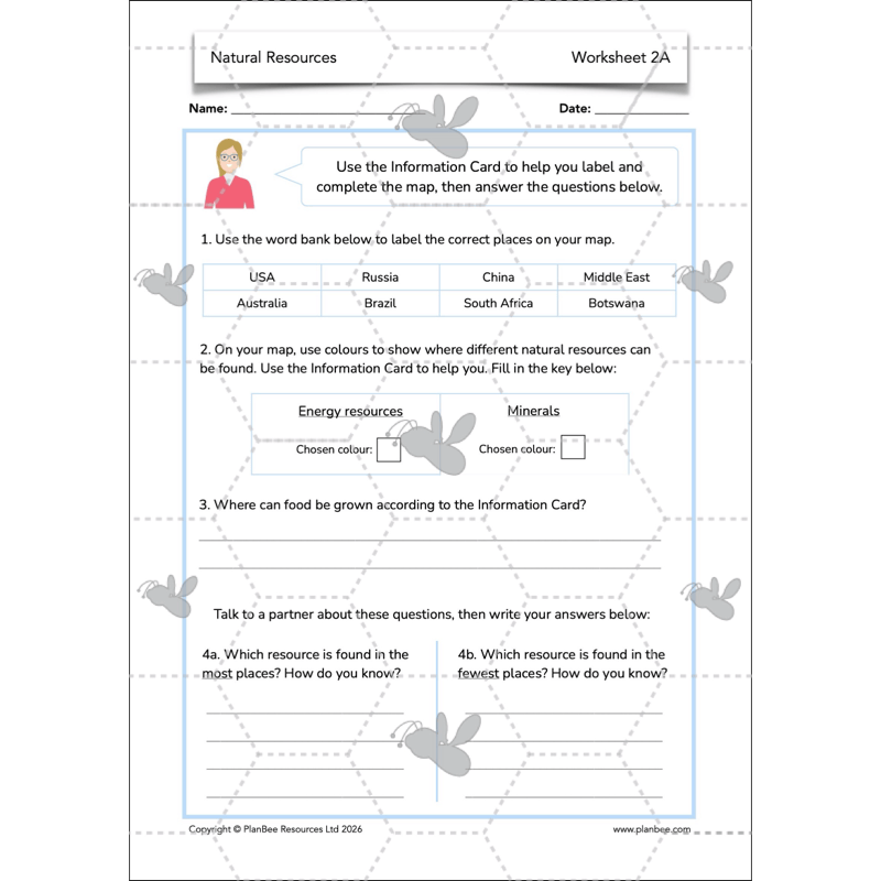 PlanBee Natural Resources KS2 Geography Lesson Pack