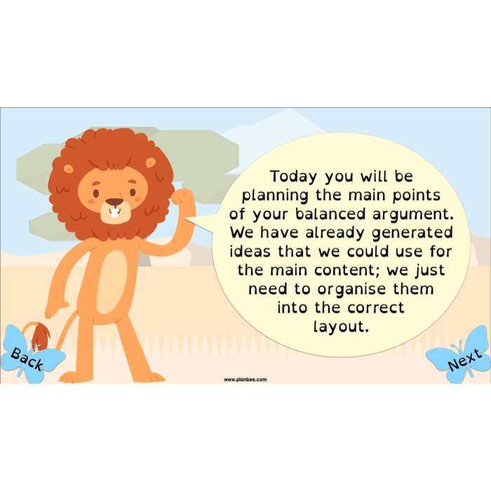 The Butterfly Lion: Balanced Arguments