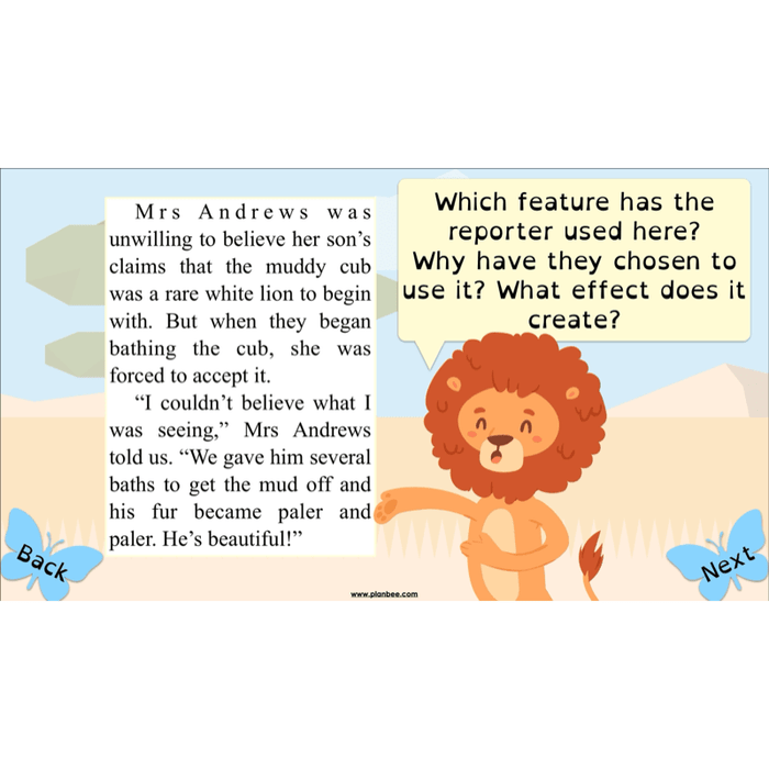 PlanBee The Butterfly Lion: Newspaper Reports KS2 English Pack