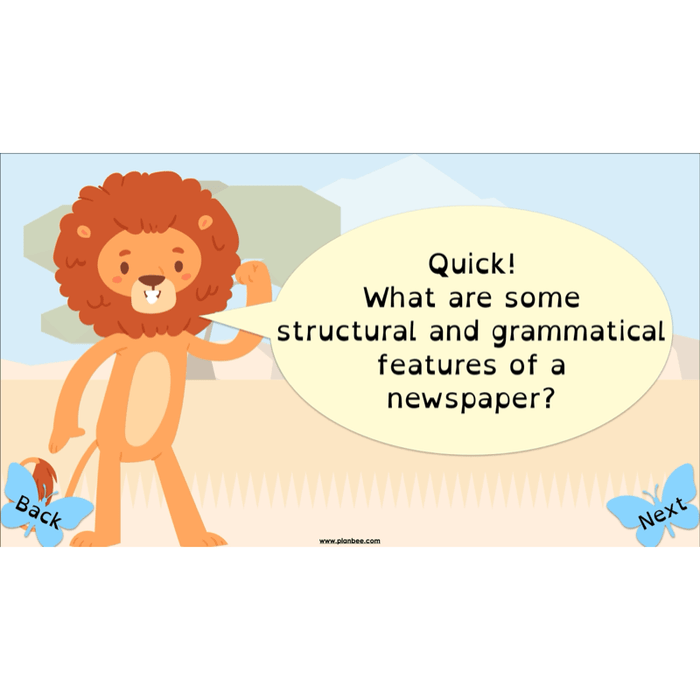 PlanBee The Butterfly Lion: Newspaper Reports KS2 English Pack