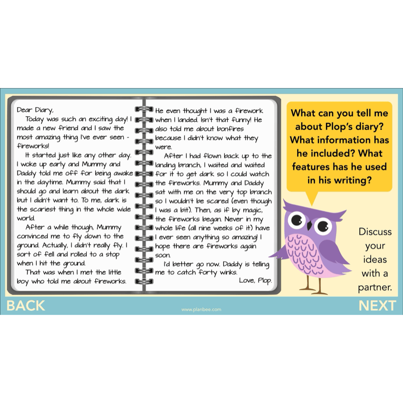 PlanBee FREE | The Owl who was Afraid of the Dark | Diaries KS2