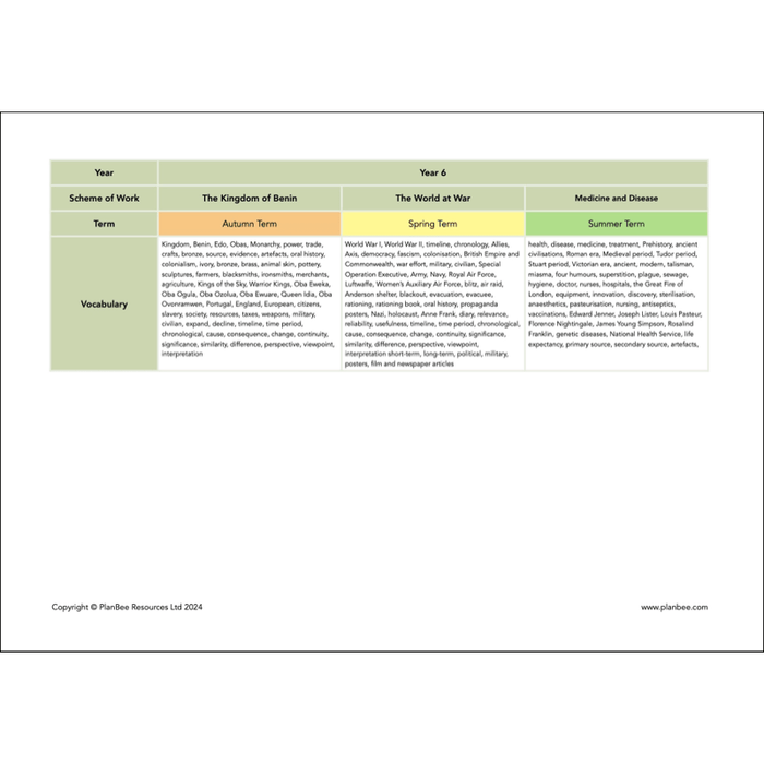 PlanBee Primary History Curriculum Pack (Option 2) | Long Term Planning