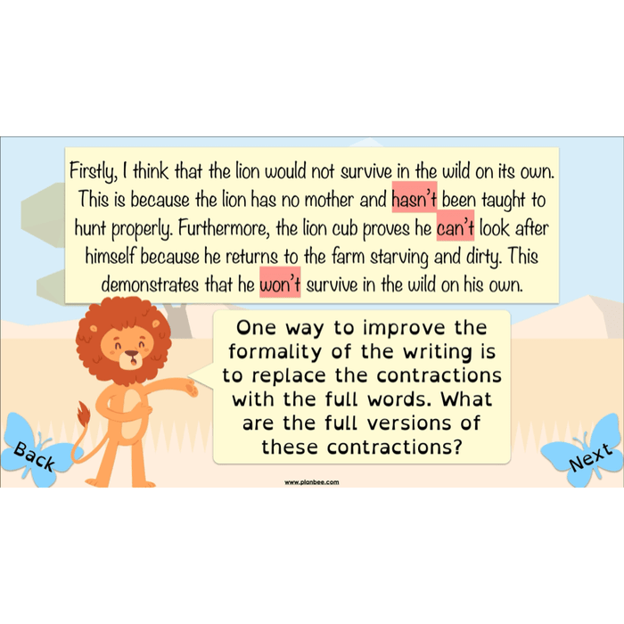 The Butterfly Lion: Balanced Arguments