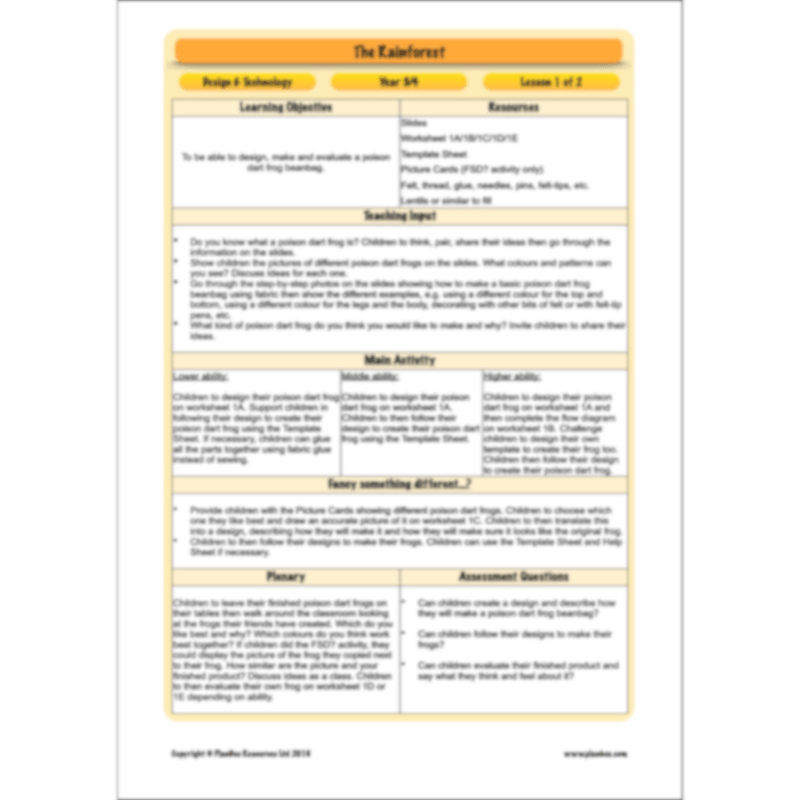 PlanBee The Rainforest Topic KS2 Enrichment Lesson Pack