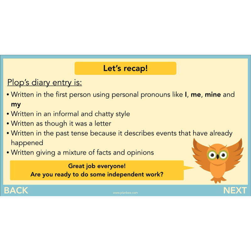 PlanBee FREE | The Owl who was Afraid of the Dark | Diaries KS2