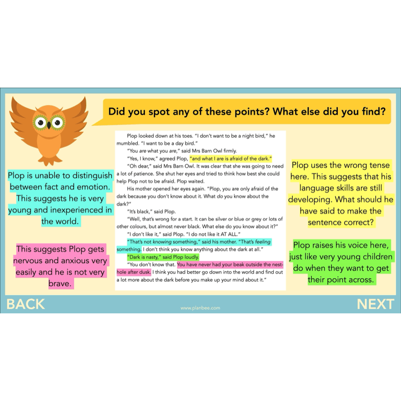 PlanBee The Owl who was Afraid of the Dark | KS2 Comprehension