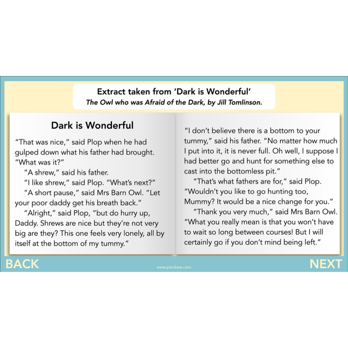 PlanBee The Owl who was Afraid of the Dark | KS2 Comprehension