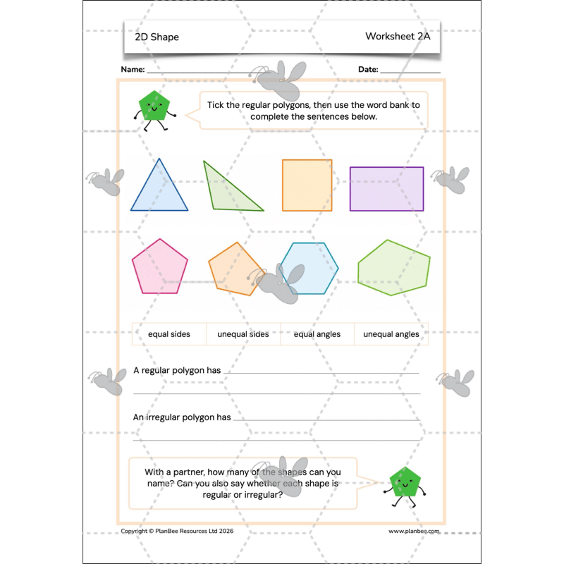 PlanBee 2D Shapes Year 3 Maths Lesson Pack by PlanBee