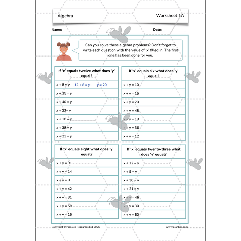 PlanBee Algebra: simple algebra lesson planning for Year 6